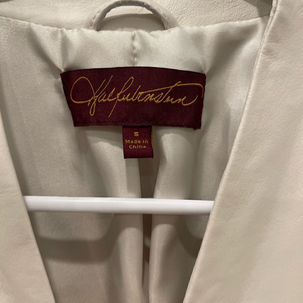 Hal Rubinstein Cream Leather Front Zipper Jacket.Size S - Picture 10 of 15